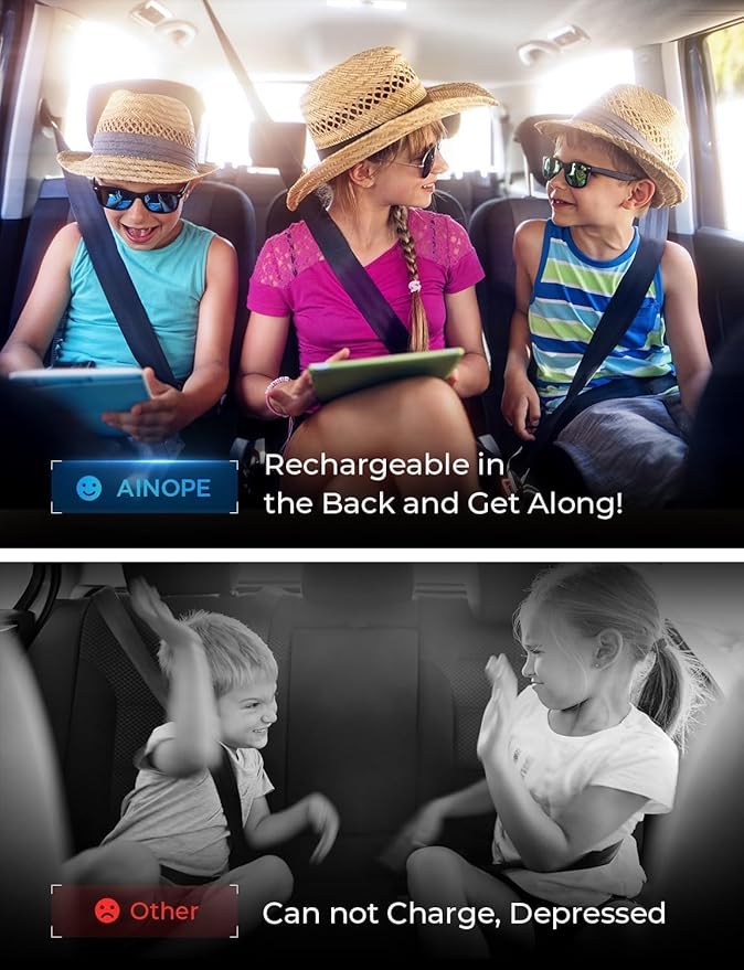 AINOPE 108W Multiple Ports Car Charger, Road Trip Essentials for Kids,Travel Essentials for Long Trips,6-Port USB C Cigarette Lighter Adapter Fast Charging for iPhone 17 16 15[+5FT Cable]Mother‘s Day