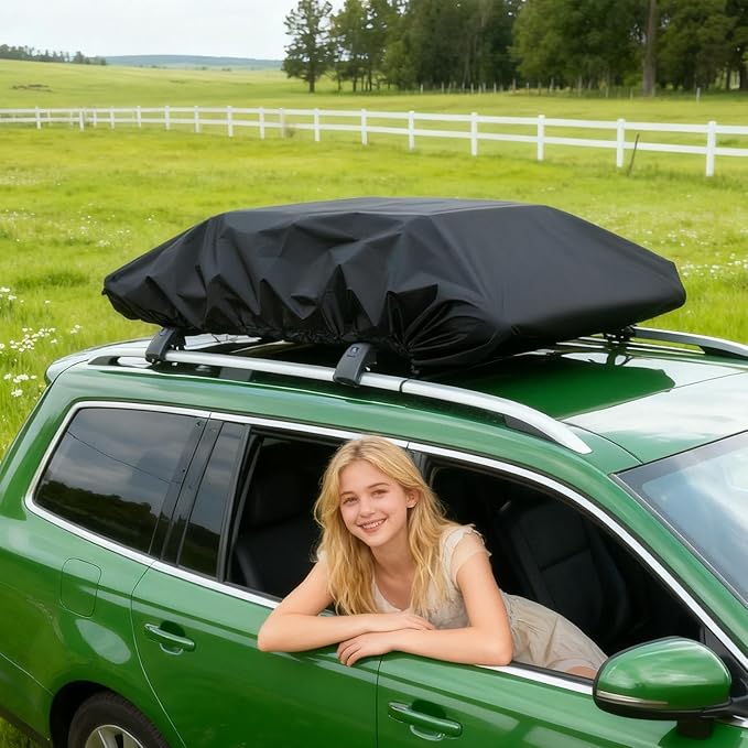 Car Roof Rack Cargo Cover, Waterproof Storage Protector Bag, Heavy-Duty Travel Organizer, Roof Cargo Cover with Secure Strap System, Luggage Shield for Camping Vehicle SUV Automotive Use