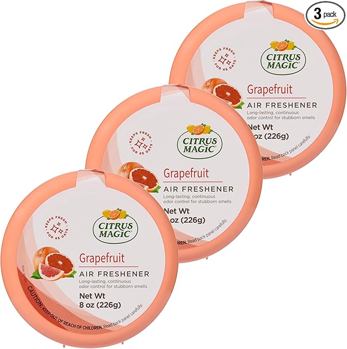 Citrus Magic Odor Absorbing Solid Air Freshener, Grapefruit, 8-Ounce, Pack of 3