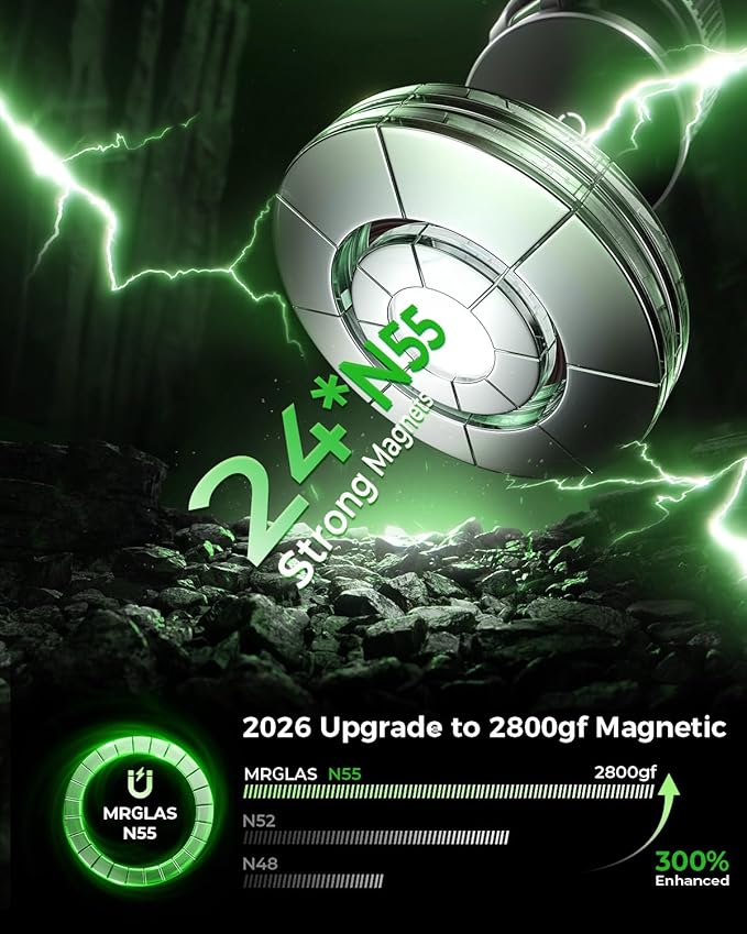 MRGLAS 2026 Upgraded for iPhone MagSafe Car Mount Charger,15W Fast Charging Wireless Car Charger with Stronger Magnetic & Suction, Hands-Free Phone Holder for iPhone 17/16/15/14/13/12 Pro Max
