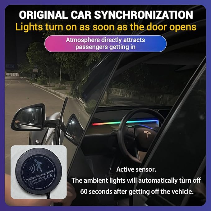 Universal LED Ambient Lighting Kit for Car Dashboard - Smart App Control, 16 Million RGB Colors, Motion Sensor, Easy Installation, Premium Silicone Strip for All Vehicles (Sedan, SUV, Truck)