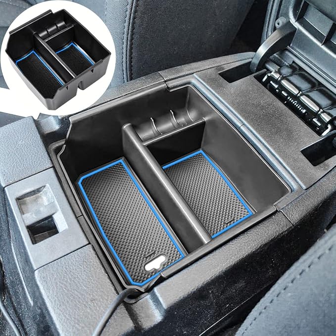 EDBETOS Center Console Organizer Tray Compatible with Jeep Wrangler JK/JKU 2011-2018 Rubicon Sport Sahara Accessories Armrest Storage Glove Box, (Blue Trim)