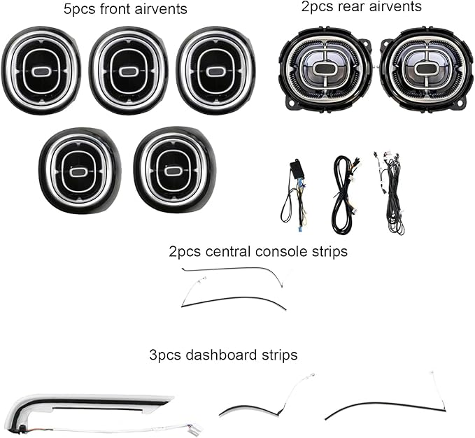 Interior Ambient Light Package 64 colors Replacement for new Benz GLC Class X254 W254 2023-2025year (7pcs air vent+5pcs dashboard strips)