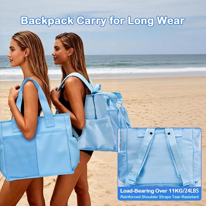 Odoland Soft Cooler Bag - Leakproof & Insulated, 2-in-1 Collapsible Design, Dry/Wet Separation, Large Soft Sided Cooler with Multi-Pocket Design for Beach, Picnic, Camping, Day Trip, Family Size