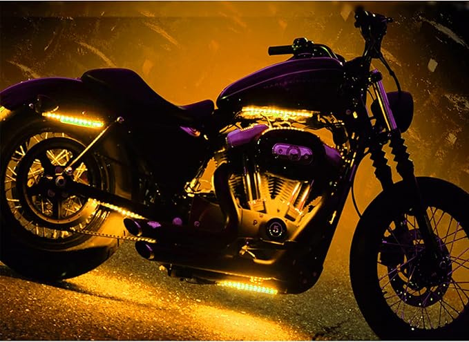 2Pcs 11.8in 18Leds Motorcycle LED Light Strips-RGB Multi-Color Accent Glow Neon Ground Effect Light Bars for Motorcycle led Light Kit,ATV Golf cart LED Underglow Lights