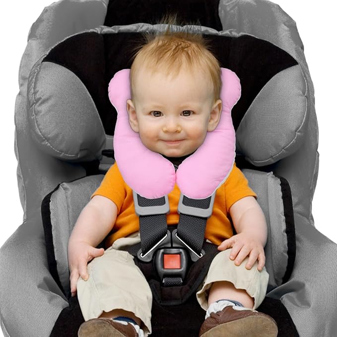 Baby Travel Pillow, Infant Kid's Cushion Soft and Skin Friendly for Car Seat, Pushchair and Stroller (Pink)