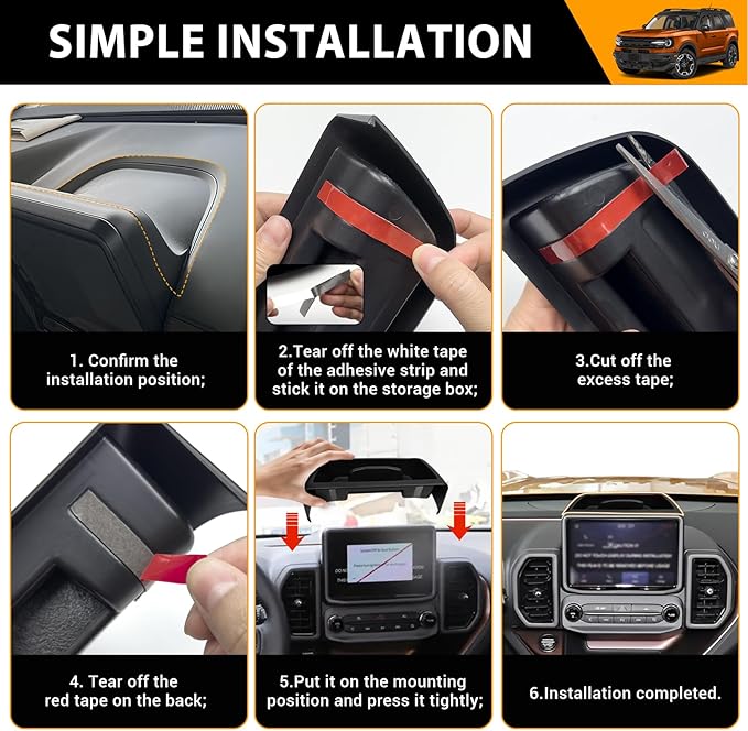 Center Console Organizer Compatible with 2021-2024 Ford Bronco Sport CX430 Dash Storage Tray Dashboard Organizer for Bronco Sport Accessories(Dash Storage Tray)