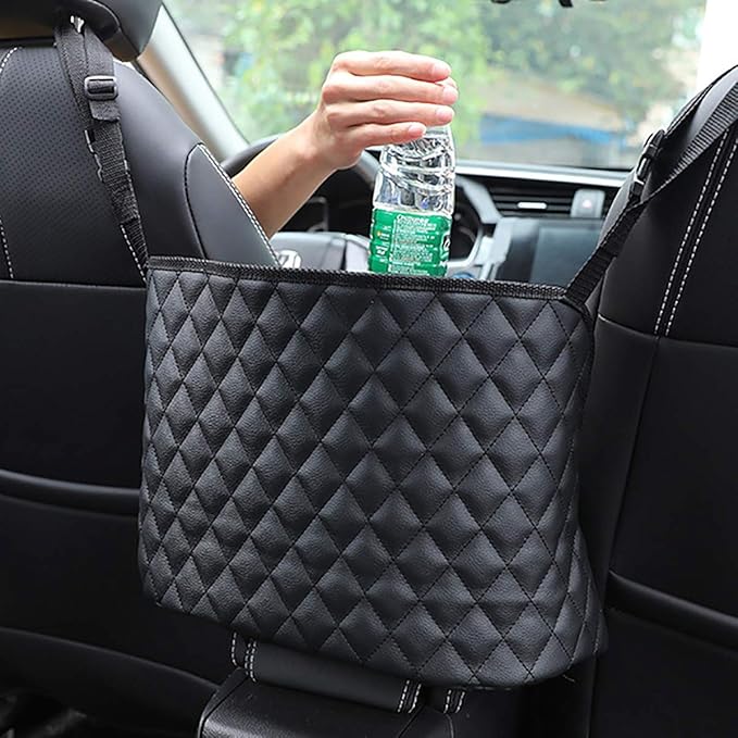 Car Handbag Holder Between Seats Back Storage Organizer Net Pocket Purse Holder Tissue Purse Holder, Driver Storage Pouch for Handbag Cup
