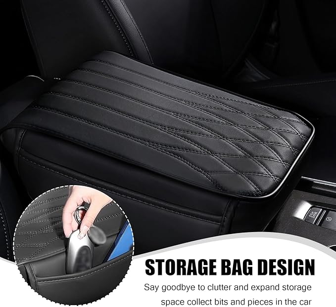 Car Center Console Cover, Car Armrest Cushion, Car Arm Rest Cover Pad, Car Center Console Cushion Pad, Middle Console Cover, Car Accessories, Universal for Most Cars (Black #1 PC)