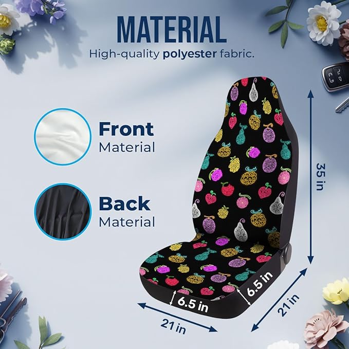 GENANY Power Fruit Car Seat Covers Set of 2, Breathable Front Seat Covers for Truck Sedan SUV, Anime Car Accessories, Anime Gift for Women Men