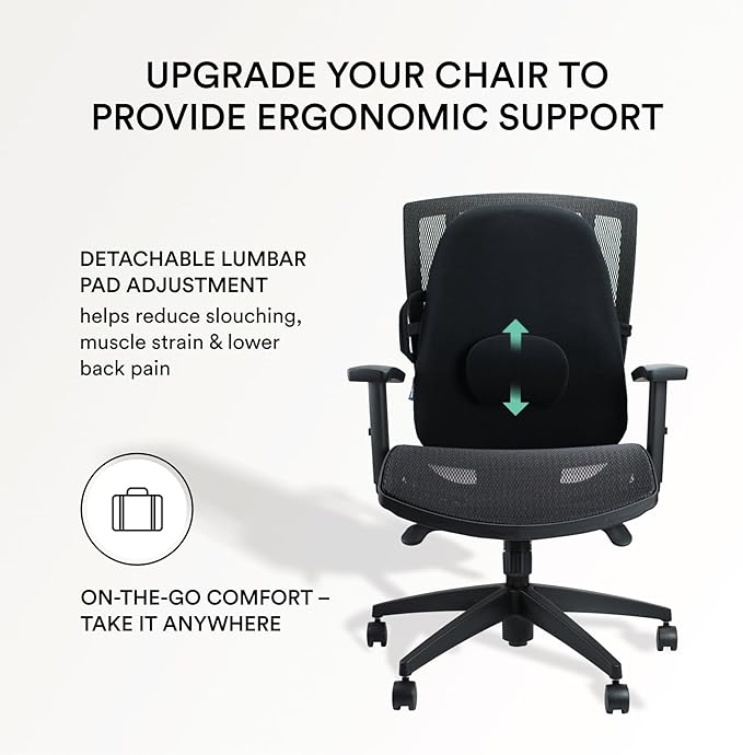 ObusForme Wideback Backrest Support - Wide Padded Seat Cushion and Lumbar Support Pillow, Portable Posture Support with Soft and Durable Foam