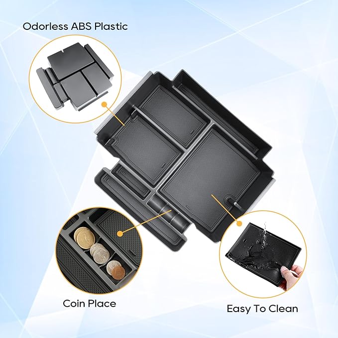 Center Console Organizer for 2021-2026 Chevy Tahoe/Suburban(Premier/High Country) & Yukon/Yukon XL(Denali/Denali Ultimate)Armrest Storage Accessories - Only Fit For Power Sliding Center Console