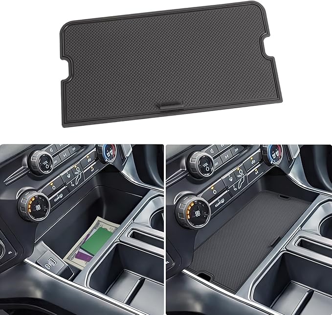 PIMCAR Center Console Cover for 2021-2026 Ford F150 &2022-2025 F150 Lightning XLT Pro Hidden Panel Secret Pocket Lid with USB Hole Interior Accessories (Fits into The Open Pocket in Front of Shifter)