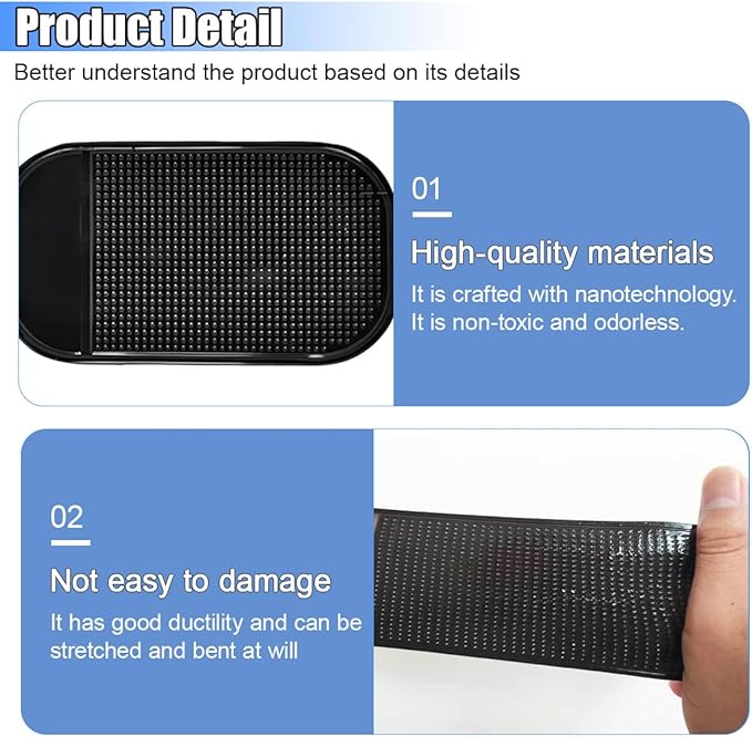 10PCS Silicone Car Dashboard Non-Slip Mats, Multi-Functional Auto Magic Gel Cell Phone Holder, Removable Car Dashboard Sticky Pad for GPS, Key, Sunglasses, Radar Detector