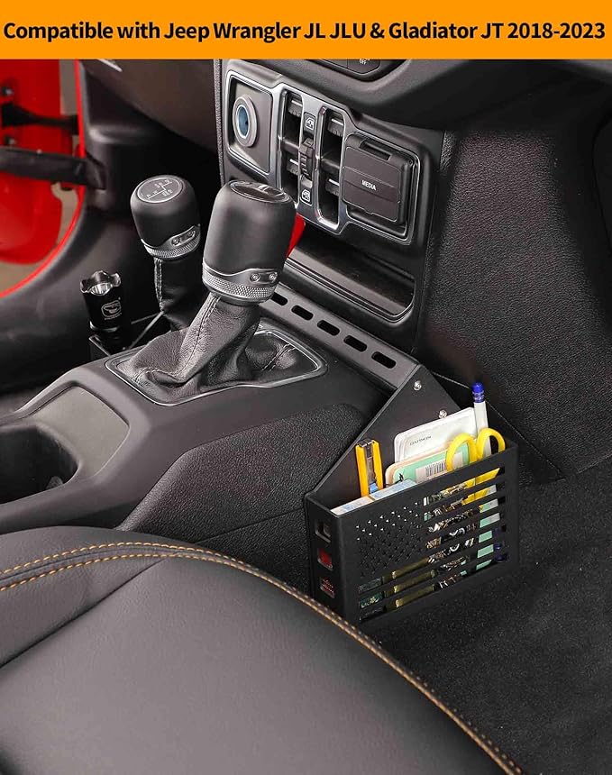 Hoolcar Gear Shift Center Console Organizer Side Tray Compatible with Jeep Wrangler JL/JLU 2018-2024 & Jeep Gladiator JT Truck 2020-2023 Interior Shifter Storage Box Accessories, American Flag