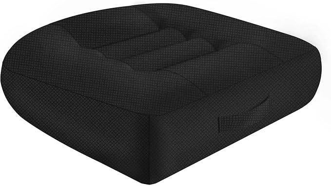 ESMING Car Booster Seat Cushion with Adjustable Height for Short Drivers, Tailbone Pain Relief, Breathable Mesh Memory Foam for Truck SUV Office Chair 15.7x15.7x4.7 Inches - Black