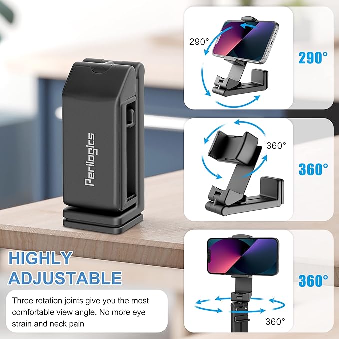 Perilogics Airplane Phone Holder Mount Universal in Flight Hands Free Viewing with Multi-Directional Dual 360 Degree Rotation (Black/Black)