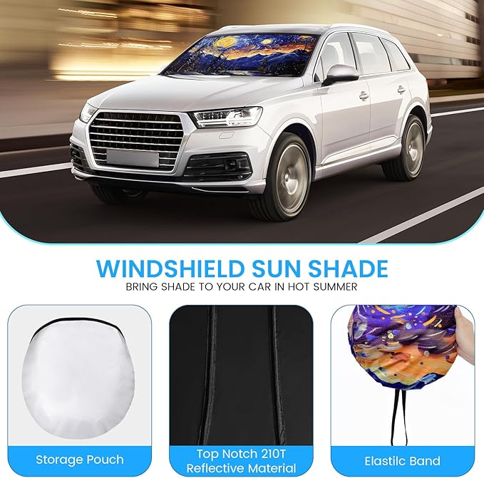 Foldable Windshield Sun Shade for Car – 240T Reflective UV and Heat Shield with Storage Bag | Keeps Interior Cool