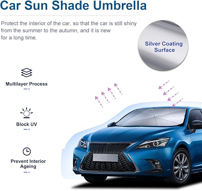 helloleiboo Car Windshield Sun Shade UV Rays and Heat Sun Visor Protector Foldable Reflector Windshields Umbrella