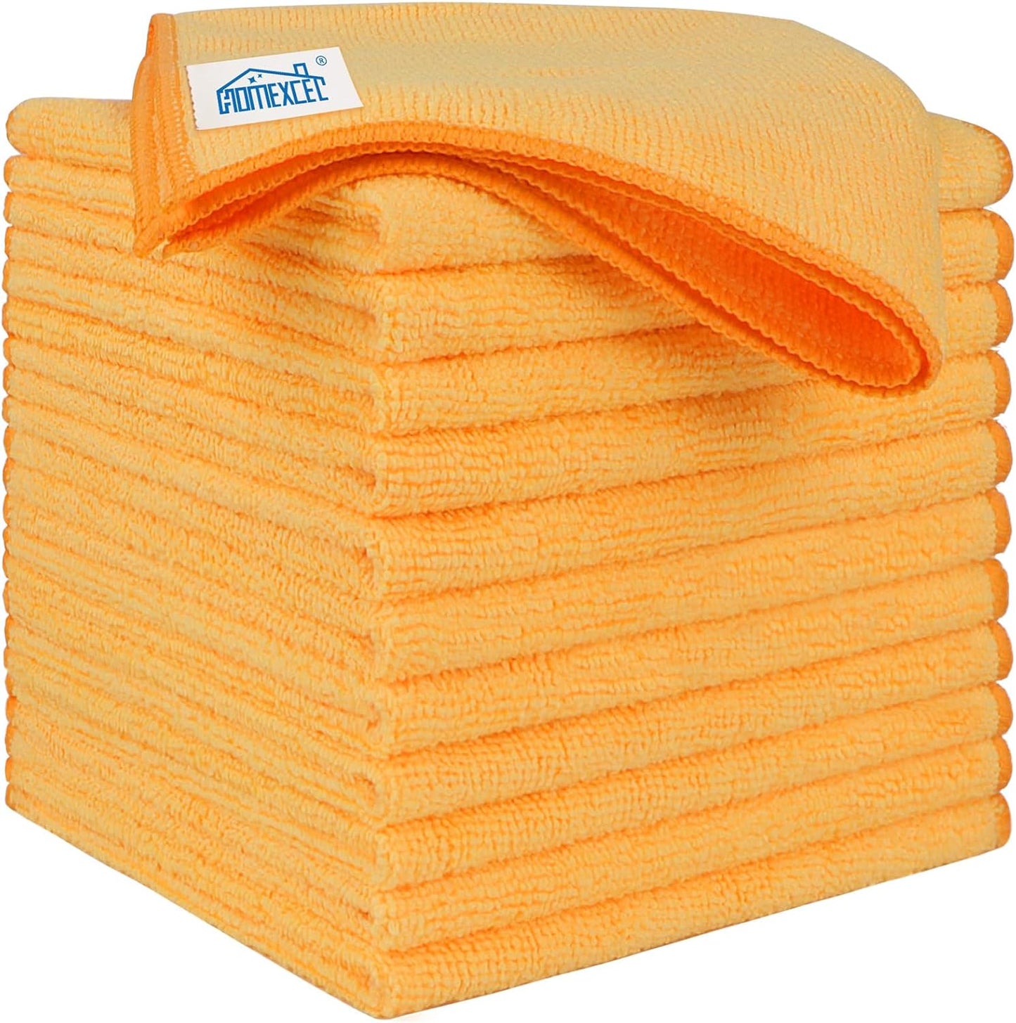 HOMEXCEL Yellow Microfiber Cleaning Cloths 12 Pack, 12.5 x 12.5 inch Microfiber Towel for Cars, Ultra Absorbent Car Washing Cloth, Lint Free Streak Free Cleaning Rags for Car, Kitchen, and Window