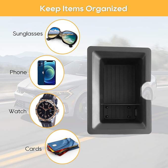 LFOTPP Center Console Organizer Tray for 2025 2026 Kia K5 (LXS/GT-Line/GT/EX), Armrest Storage Box Insert, OEM Fit, Non-Slip Waterproof Center Car Interior Accessory - Black