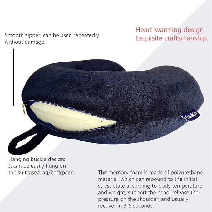 Memory Foam Travel Pillow, Comfortable Travel Neck Pillow U Shape, Support Neck and Head to Relieve Fatigue, Portable Neck Pillow Suitable for Planes, Trains, Self-Driving Cars