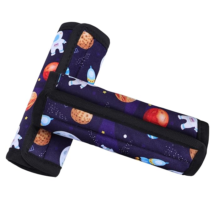 COOLBEBE Car Seat Straps Shoulder Pads for Baby Kids, Super Soft Velvet Seat Belt Covers for All Car Seats/Pushchair/Stroller/High Chair, Blue Space