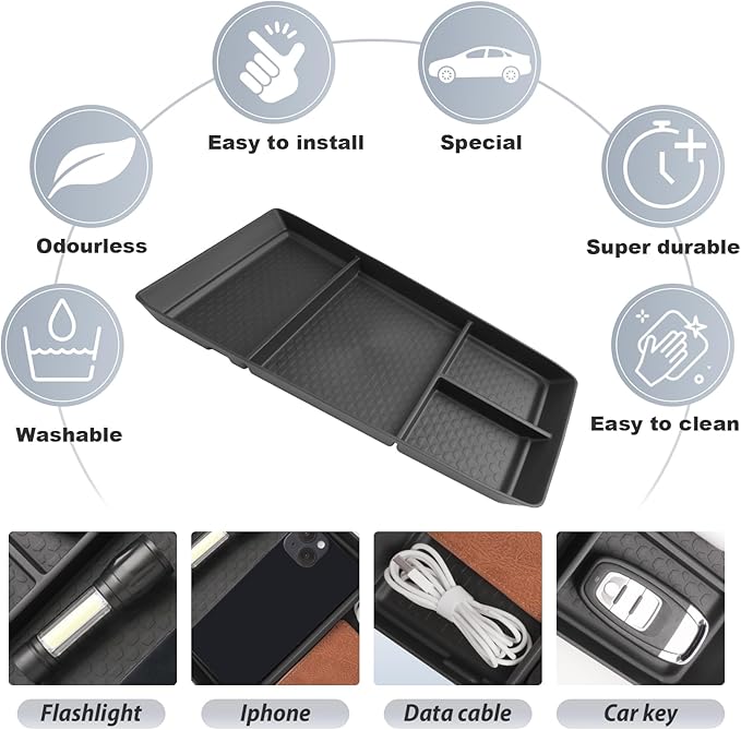 SKTU 2025 2026 Chevy Equinox Center Console Organizer for 2025 2026 Chevrolet Equinox Lower Center Console Tray 2025 2026 Chevy Equinox Accessories 2025 2026 Chevy Equinox Under Console Organizer