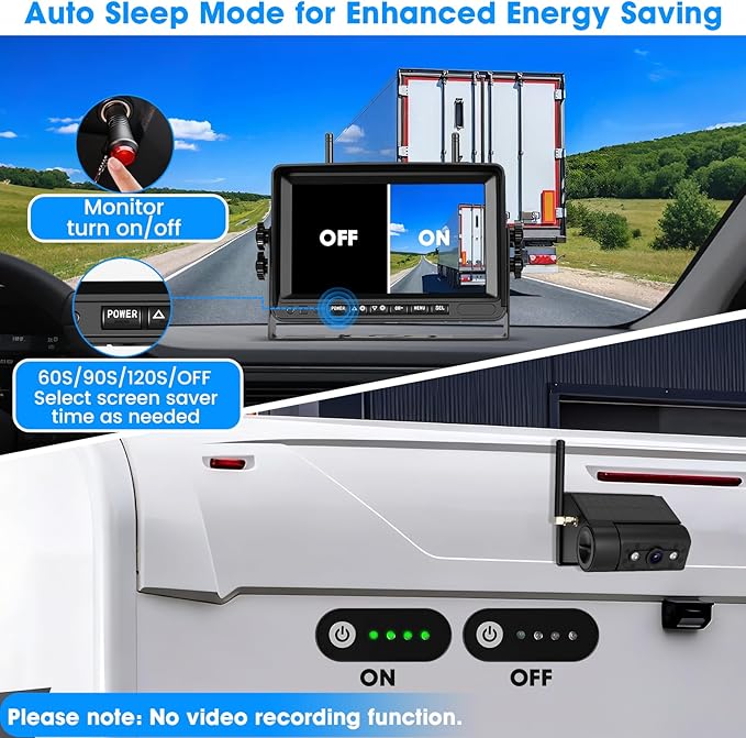 2 Magnetic Wireless Backup Camera: 3 Min Install 7" HD1080P Monitor, Rechargeable No Wiring Scratch-Proof Waterproof IR Night Vision Solar Wireless Backup Camera for Trucks/RV/Trailer/Camper/SUV