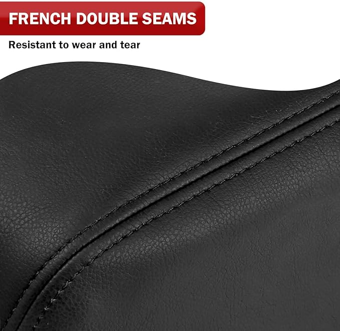 KBH Center Console Cover Replacement for Cadillac Escalade 2007 2008 2009 2010 2011 2012 2013 2014, Vinyl Leather Armrest Skin Upholstery, Anti-Scratch, Black (Leather Part Only)