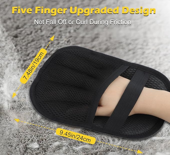 2-Pack Pet Hair Removal Glove for Cats & Dogs, 2025 Upgraded Five-Finger Electrostatic Pet Hair Remover Gloves, Reusable and Washable Fur Remover Tool for Carpet, Couch, Clothing, Car Seat