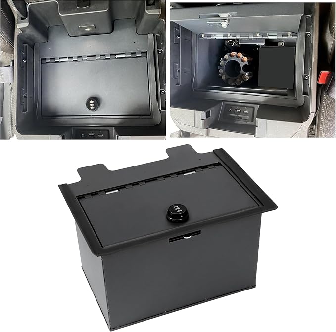 KUAFU Center Console Safe Gun Box Compatible with 2019-2023 Chevy Chevrolet Silverado GMC Sierra 1500 2500 3500 Replacement for 84081567 Console Organizer Locking Storage with 3-Digit Combo Password