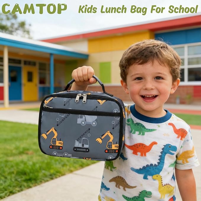CAMTOP Lunch Box Kids Boys Insulated Lunch Cooler Bag Reusable Lunch Tote Kit for School Travel