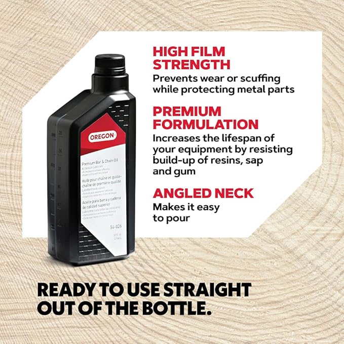 Oregon 54-026 Premium Bar and Chain Oil and Lubricant for Chainsaws, 1 Quart Bottle (32 fl.oz / 946 ml)