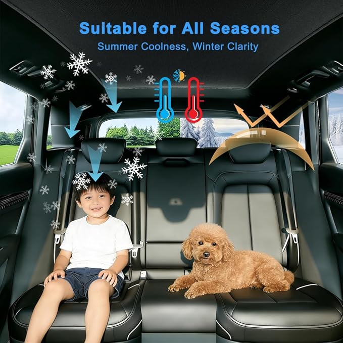 Car Sunroof Compatible with Q5 2017-2009 5-Door SUV, Foldable Glass Roof Sunshade with Storage Bag, Heat Insulation Sun Protection Roof Interior Sunshade, Black