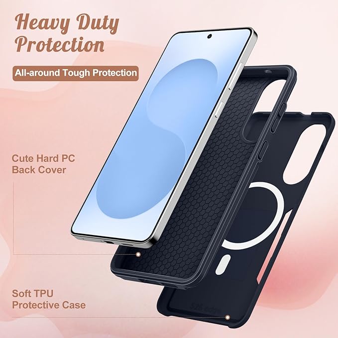 for Samsung Galaxy S25 Edge Case - Compatible with MagSafe Women Girls Cute Magnetic Protective Phone Cover Girly Blue Butterfly Heavy Duty Shockproof Design for Samsung S25 Edge Case