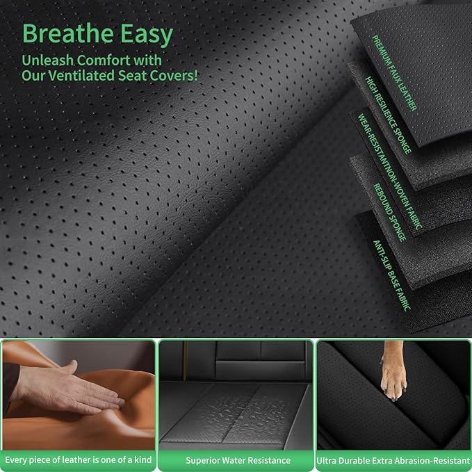 Fit Legacy Car Seat Covers for Subaru Legacy 2008-2023 2024 2025 2026 -Upgraded Premium Waterproof & Breathable Leather,Airbag Compatible,All-Weather Seat Cushion Protector,2 Front/Black-Grey