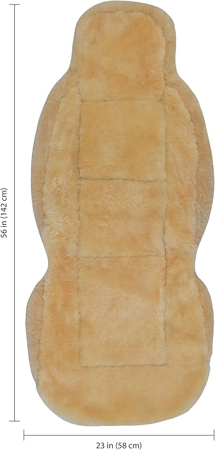 Eurow Australian Merino Sheepskin Car Seat Cover, Plush Universal Fit for Most Vehicles, Summer Cool & Winter Warm, Side Airbag Safe, Easy Installation, 56 x 23 Inches, Single Seat, Beige