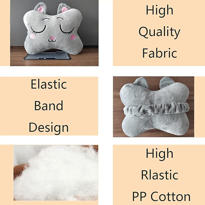 Sexysamba Car Headrest Pillow,Cartoon Neck Pillow for Car,Comfortable Soft Car Seat Pillow for Driving,Head Rest Cushion,Cute Neck Pillow for Travelling and Home 2Pcs (Grey Cat)