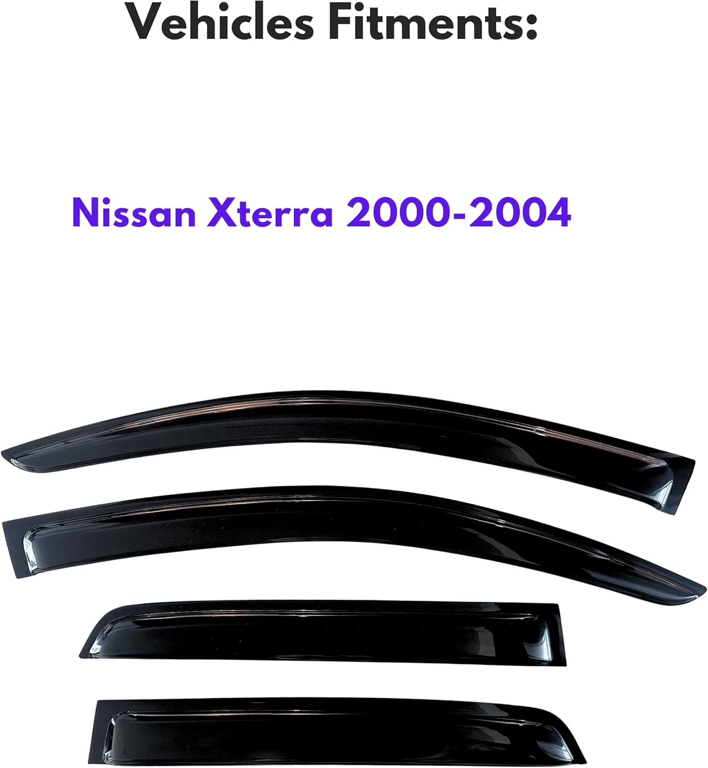KPY Window Visor Compatible with Nissan Xterra 2000-2004, 4PC Rain Guard Side Window Vent Deflectors Tape-On Style, 2000 2001 2002 2003 2004