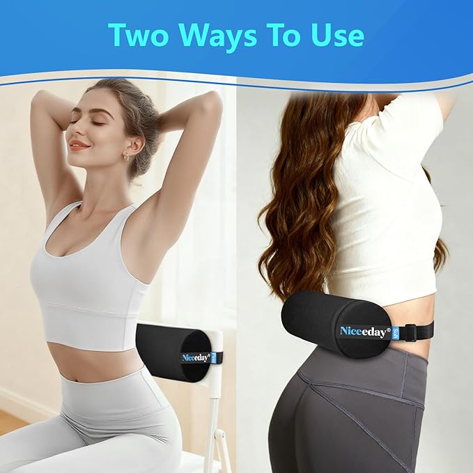Lumbar Roll 2 Pack, Upgrated Soft & Firm Density with Non Slip Adjustable Straps, Low Back Lumbar Support for Office Chair & Car Seat Back Support Cushion, Lumbar Support for Car Seats, Desk Chair