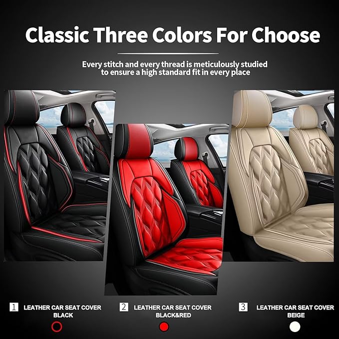 AOMSAZTO Car Seat Covers,2 Front Seats Custom Fit for Ford Mustang 2007-2022 Faux Leather Automotive Cushion Covers Seat Protector,Airbag Compatible Waterproof Beige