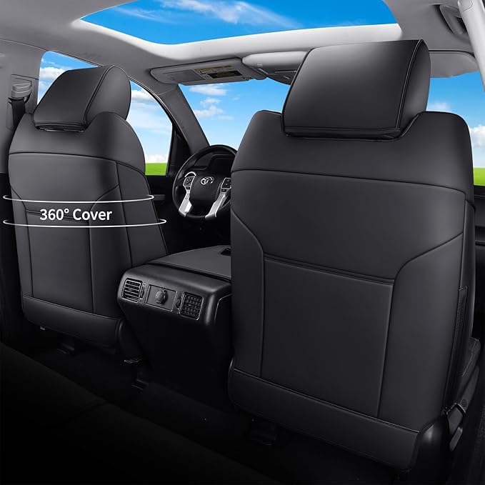 Huidasource Tacoma Seat Covers Full Set, Nappa Leather Pickup Seat Cushion Cover Fit for Toyota Tacoma 2024-2026 Double&Crew Cab SR SR5 Limited TRD Sport/Off Road Trailhunter (Full Set/Black&White)