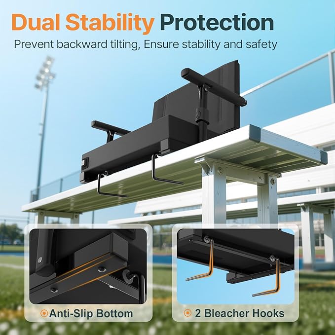 HOPERAN Heated Stadium Seats for Bleachers with Back Support, 3 Levels Heating Bleacher Chairs with Back and Cushion, Folding Bleacher Seat, Lightweight Portable Stadium Chair with Shoulder Strap