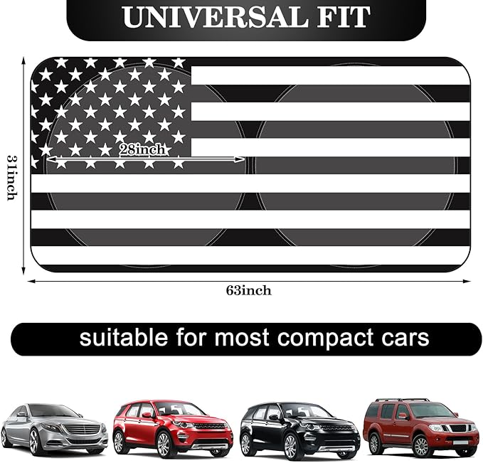 Woanger Windshield Sun Shade Foldable Car Front Window Covers for Car Accessories Sun Heat UV Rays Visor Protector Protection for Universal Cars SUV Truck (Flag)