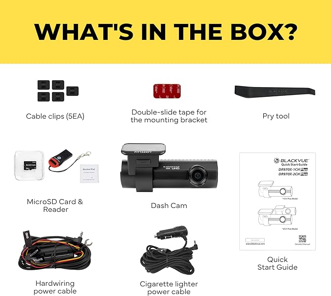 BlackVue DR970X-1CH Plus II 64GB Dash Cam – 4K UHD Front Dashcam with STARVIS 2, HDR, Fast Boot, USB-C, Video Playback via Wi-Fi, Cloud Remote Access, Smart Parking Mode