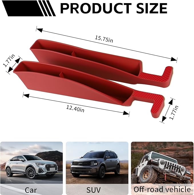 2PCS Car Seat Gap Filler Organizer, Multifunctional Seat Gap Storage Box for Phone Key, Stop Things from Dropping Between Seat and Console, Universal Interior Car Accessories (Red)