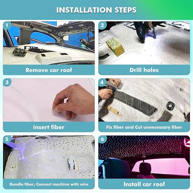 Dual Color Twinkle Starlight Headliner Kit, Music Sync 1000pcs 0.03in 9.8ft Fiber Optic Light APP/Remote Control for Car Home Ceiling Star Lights