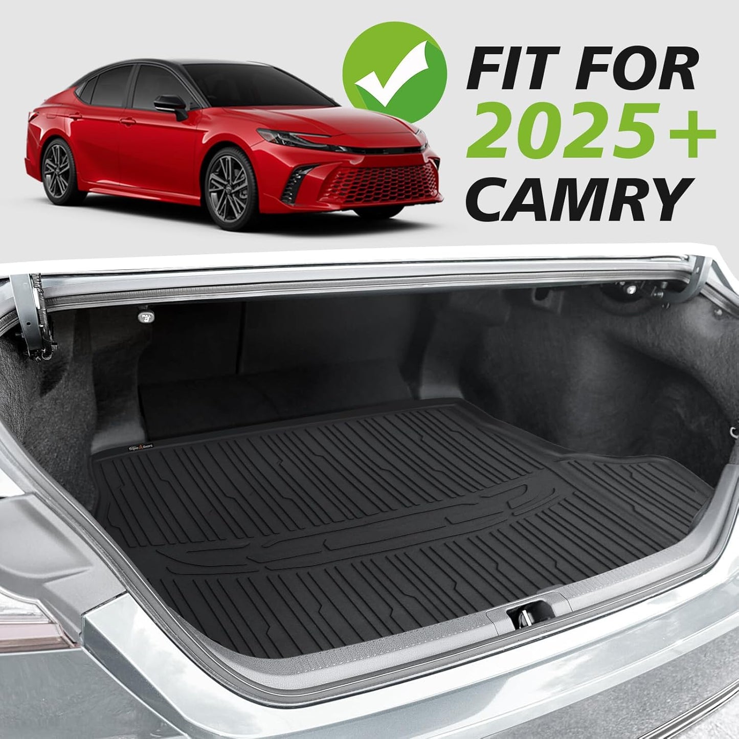 TripleAliner Trunk Floor Mat All Weather Liners Compatible with 2025 Toyota Camry (Include Hybrid) Accessories TPE Carpets Trunk Liner TPE Custom Fit Protection Car Mats