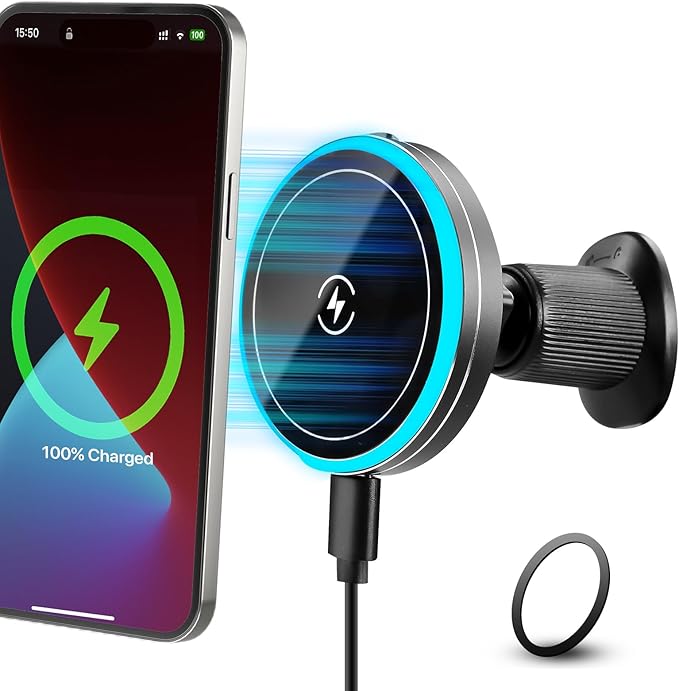 for MagSafe Car Wireless Charger Mount for iPhone 17/16/15/14/13/12 Series, Auto- Magnetic Tight Phone Holder with Fast Charging, Secure Air Vent, 360° Adjustable, Overheating Protection,(A10K)